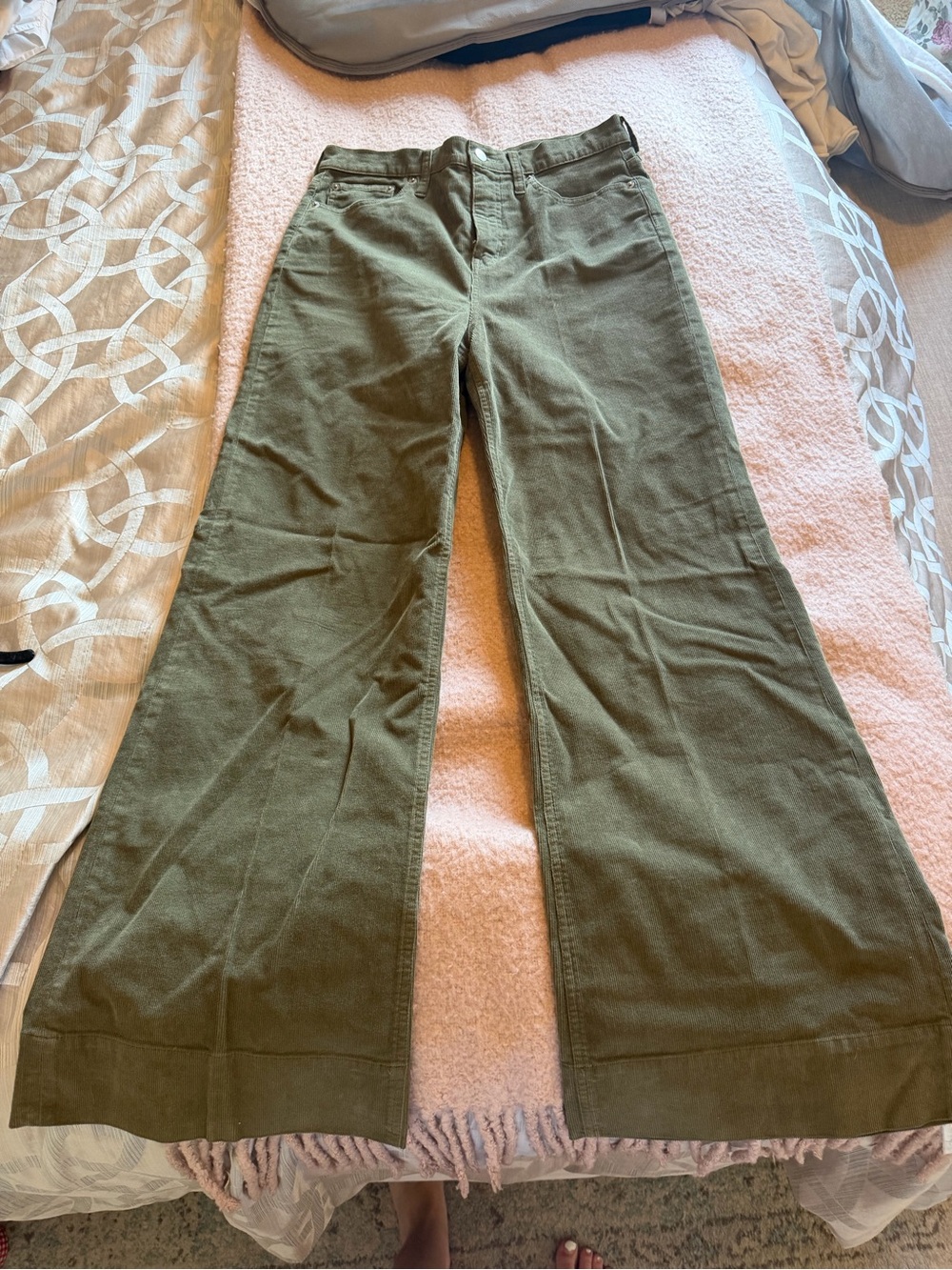 J. Crew Olive Green Corduroy Wide-Leg Jeans